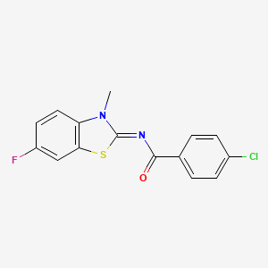 4-chloro-N-(6-fluoro-3-methyl-1,3-benzothiazol-2-ylidene)benzamide