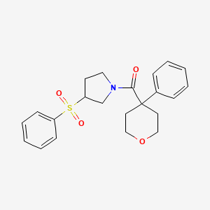 B2416052 (3-(phenylsulfonyl)pyrrolidin-1-yl)(4-phenyltetrahydro-2H-pyran-4-yl)methanone CAS No. 1448058-99-8
