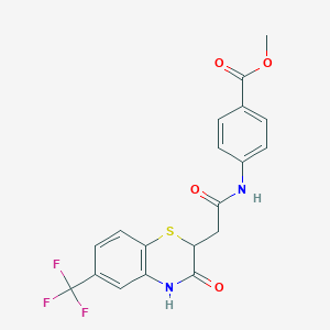 molecular formula C19H15F3N2O4S B2416057 4-[[2-[3-氧代-6-(三氟甲基)-4H-1,4-苯并噻嗪-2-基]乙酰]氨基]苯甲酸甲酯 CAS No. 385787-07-5