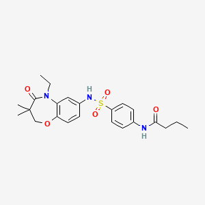B2416063 N-(4-(N-(5-ethyl-3,3-dimethyl-4-oxo-2,3,4,5-tetrahydrobenzo[b][1,4]oxazepin-7-yl)sulfamoyl)phenyl)butyramide CAS No. 922077-41-6
