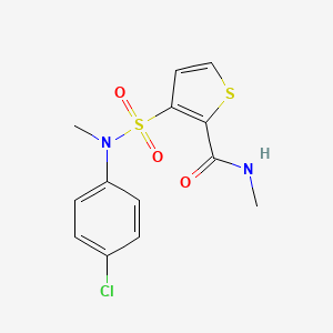 molecular formula C13H13ClN2O3S2 B2416069 3-[(4-氯苯基)(甲基)磺酰氨基]-N-甲基噻吩-2-甲酰胺 CAS No. 1251624-90-4