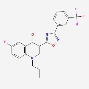 molecular formula C21H15F4N3O2 B2416079 6-fluoro-1-propyl-3-(3-(3-(trifluoromethyl)phenyl)-1,2,4-oxadiazol-5-yl)quinolin-4(1H)-one CAS No. 1251627-13-0