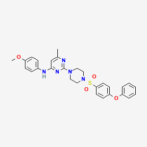 molecular formula C28H29N5O4S B2416097 N-(4-甲氧基苯基)-6-甲基-2-(4-((4-苯氧基苯基)磺酰基)哌嗪-1-基)嘧啶-4-胺 CAS No. 923681-88-3