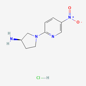 molecular formula C9H13ClN4O2 B2416104 (R)-1-(5-Nitropyridin-2-yl)pyrrolidin-3-amine hydrochloride CAS No. 1233860-13-3