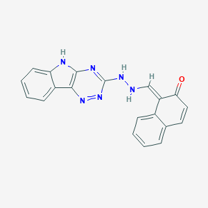 molecular formula C20H14N6O B241611 (1E)-1-[[2-(5H-[1,2,4]triazino[5,6-b]indol-3-yl)hydrazinyl]methylidene]naphthalen-2-one 