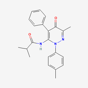 molecular formula C22H23N3O2 B2416117 2-methyl-N-[6-methyl-2-(4-methylphenyl)-5-oxo-4-phenylpyridazin-3-yl]propanamide CAS No. 885173-49-9