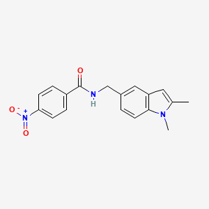 molecular formula C18H17N3O3 B2416122 N-((1,2-二甲基-1H-吲哚-5-基)甲基)-4-硝基苯甲酰胺 CAS No. 852137-49-6