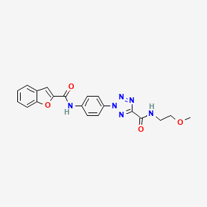 molecular formula C20H18N6O4 B2416131 2-(4-(苯并呋喃-2-甲酰胺)苯基)-N-(2-甲氧基乙基)-2H-四唑-5-甲酰胺 CAS No. 1396798-45-0