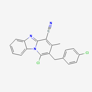 molecular formula C20H13Cl2N3 B2416134 1-Chloro-2-(4-chlorobenzyl)-3-methylpyrido[1,2-a]benzimidazole-4-carbonitrile CAS No. 459181-43-2