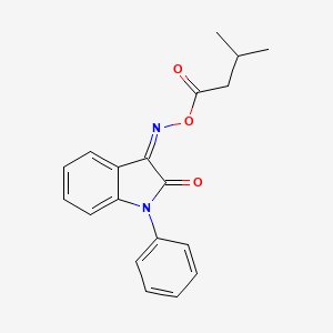 molecular formula C19H18N2O3 B2416135 3-{[(3-methylbutanoyl)oxy]imino}-1-phenyl-1,3-dihydro-2H-indol-2-one CAS No. 478261-18-6