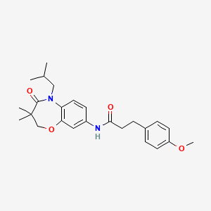 molecular formula C25H32N2O4 B2416136 N-(5-异丁基-3,3-二甲基-4-氧代-2,3,4,5-四氢苯并[b][1,4]恶杂环-8-基)-3-(4-甲氧基苯基)丙酰胺 CAS No. 921809-91-8