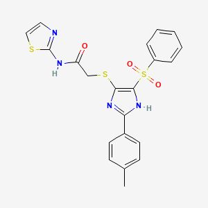 2-((4-(phenylsulfonyl)-2-(p-tolyl)-1H-imidazol-5-yl)thio)-N-(thiazol-2-yl)acetamide