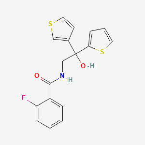 2-fluoro-N-(2-hydroxy-2-(thiophen-2-yl)-2-(thiophen-3-yl)ethyl)benzamide