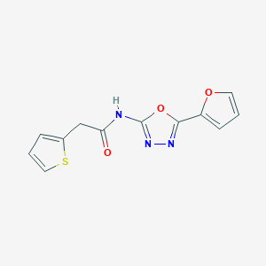 molecular formula C12H9N3O3S B2416149 N-(5-(furan-2-yl)-1,3,4-oxadiazol-2-yl)-2-(thiophen-2-yl)acetamide CAS No. 921816-00-4