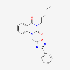 molecular formula C22H22N4O3 B2416154 3-pentyl-1-((3-phenyl-1,2,4-oxadiazol-5-yl)methyl)quinazoline-2,4(1H,3H)-dione CAS No. 1206992-36-0