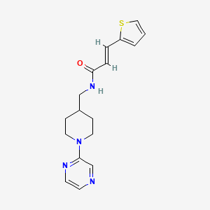 molecular formula C17H20N4OS B2416155 (E)-N-((1-(pyrazin-2-yl)piperidin-4-yl)methyl)-3-(thiophen-2-yl)acrylamide CAS No. 1396892-00-4
