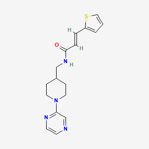 molecular formula C17H20N4OS B2416155 (E)-N-((1-(吡嗪-2-基)哌啶-4-基)甲基)-3-(噻吩-2-基)丙烯酰胺 CAS No. 1396892-00-4