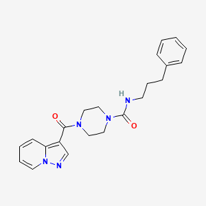 molecular formula C22H25N5O2 B2416156 N-(3-苯基丙基)-4-(吡唑并[1,5-a]吡啶-3-羰基)哌嗪-1-甲酰胺 CAS No. 1396814-50-8