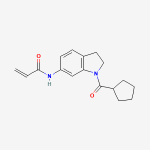 molecular formula C17H20N2O2 B2416159 N-[1-(Cyclopentanecarbonyl)-2,3-dihydroindol-6-yl]prop-2-enamide CAS No. 2361747-00-2