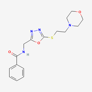 molecular formula C16H20N4O3S B2416169 N-[[5-(2-morpholin-4-ylethylsulfanyl)-1,3,4-oxadiazol-2-yl]methyl]benzamide CAS No. 941922-76-5