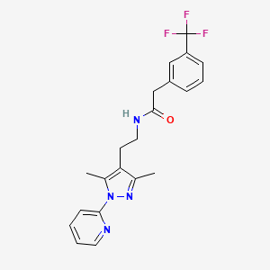 molecular formula C21H21F3N4O B2416177 N-(2-(3,5-二甲基-1-(吡啶-2-基)-1H-吡唑-4-基)乙基)-2-(3-(三氟甲基)苯基)乙酰胺 CAS No. 2034337-71-6
