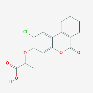 molecular formula C16H15ClO5 B2416179 2-[(2-chloro-6-oxo-7,8,9,10-tetrahydro-6H-benzo[c]chromen-3-yl)oxy]propanoic acid CAS No. 326878-37-9