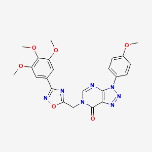 molecular formula C23H21N7O6 B2416188 3-(4-methoxyphenyl)-6-((3-(3,4,5-trimethoxyphenyl)-1,2,4-oxadiazol-5-yl)methyl)-3H-[1,2,3]triazolo[4,5-d]pyrimidin-7(6H)-one CAS No. 1207019-47-3