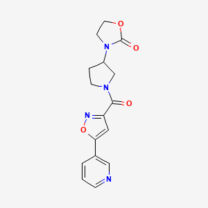 molecular formula C16H16N4O4 B2416191 3-{1-[5-(Pyridin-3-yl)-1,2-oxazole-3-carbonyl]pyrrolidin-3-yl}-1,3-oxazolidin-2-one CAS No. 2097912-38-2