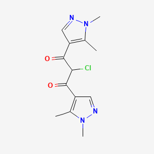 molecular formula C13H15ClN4O2 B2416196 2-chloro-1,3-bis(1,5-dimethyl-1H-pyrazol-4-yl)propane-1,3-dione CAS No. 1006356-88-2