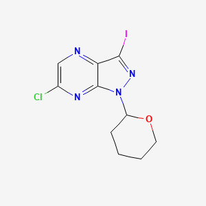 molecular formula C10H10ClIN4O B2416197 6-Chloro-3-iodo-1-tetrahydropyran-2-yl-pyrazolo[3,4-b]pyrazine CAS No. 2215028-64-9