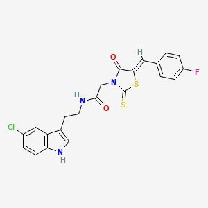 molecular formula C22H17ClFN3O2S2 B2416199 N-[2-(5-chloro-1H-indol-3-yl)ethyl]-2-[(5Z)-5-(4-fluorobenzylidene)-4-oxo-2-thioxo-1,3-thiazolidin-3-yl]acetamide CAS No. 941950-89-6