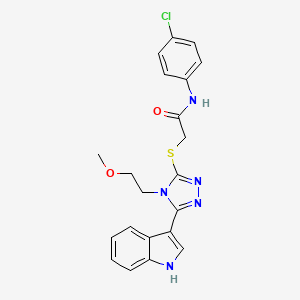 molecular formula C21H20ClN5O2S B2416200 2-((5-(1H-吲哚-3-基)-4-(2-甲氧基乙基)-4H-1,2,4-三唑-3-基)硫代)-N-(4-氯苯基)乙酰胺 CAS No. 852144-69-5