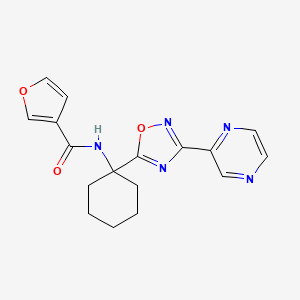 molecular formula C17H17N5O3 B2416212 N-(1-(3-(pyrazin-2-yl)-1,2,4-oxadiazol-5-yl)cyclohexyl)furan-3-carboxamide CAS No. 1396679-67-6