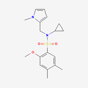 molecular formula C18H24N2O3S B2416214 N-环丙基-2-甲氧基-4,5-二甲基-N-((1-甲基-1H-吡咯-2-基)甲基)苯磺酰胺 CAS No. 1286728-03-7