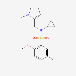 molecular formula C18H24N2O3S B2416214 N-シクロプロピル-2-メトキシ-4,5-ジメチル-N-((1-メチル-1H-ピロール-2-イル)メチル)ベンゼンスルホンアミド CAS No. 1286728-03-7