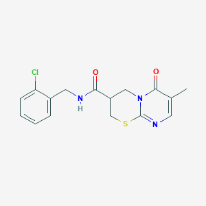 molecular formula C16H16ClN3O2S B2416219 N-(2-chlorobenzyl)-7-methyl-6-oxo-2,3,4,6-tetrahydropyrimido[2,1-b][1,3]thiazine-3-carboxamide CAS No. 1396865-60-3