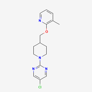 molecular formula C16H19ClN4O B2416224 5-Chloro-2-(4-{[(3-methylpyridin-2-yl)oxy]methyl}piperidin-1-yl)pyrimidine CAS No. 2198888-13-8