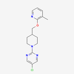 molecular formula C16H19ClN4O B2416224 5-Cloro-2-(4-{[(3-metilpiridin-2-il)oxi]metil}piperidin-1-il)pirimidina CAS No. 2198888-13-8