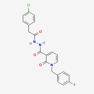 molecular formula C21H17ClFN3O3 B2416225 N'-(2-(4-chlorophenyl)acetyl)-1-(4-fluorobenzyl)-2-oxo-1,2-dihydropyridine-3-carbohydrazide CAS No. 1105243-26-2