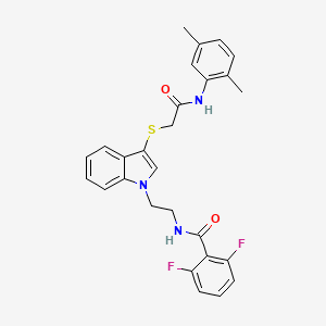 molecular formula C27H25F2N3O2S B2416240 N-[2-[3-[2-(2,5-二甲苯胺基)-2-氧代乙基]硫代吲哚-1-基]乙基]-2,6-二氟苯甲酰胺 CAS No. 533866-12-5