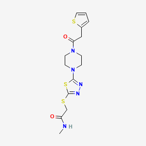 molecular formula C15H19N5O2S3 B2416249 N-methyl-2-((5-(4-(2-(thiophen-2-yl)acetyl)piperazin-1-yl)-1,3,4-thiadiazol-2-yl)thio)acetamide CAS No. 1105199-37-8