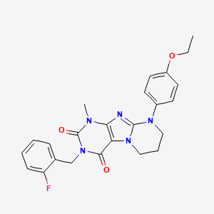 molecular formula C24H24FN5O3 B2416251 9-(4-ethoxyphenyl)-3-[(2-fluorophenyl)methyl]-1-methyl-7,8-dihydro-6H-purino[7,8-a]pyrimidine-2,4-dione CAS No. 848743-36-2