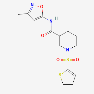 molecular formula C14H17N3O4S2 B2416259 N-(3-methylisoxazol-5-yl)-1-(thiophen-2-ylsulfonyl)piperidine-3-carboxamide CAS No. 1021250-26-9