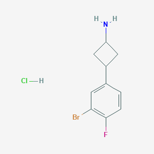molecular formula C10H12BrClFN B2416263 3-(3-Bromo-4-fluorophenyl)cyclobutan-1-amine hydrochloride CAS No. 1311317-49-3