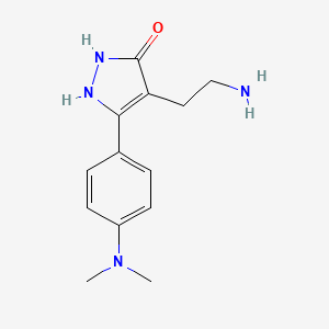 molecular formula C13H18N4O B2416276 4-(2-aminoethyl)-5-[4-(dimethylamino)phenyl]-1,2-dihydro-3H-pyrazol-3-one CAS No. 881040-92-2