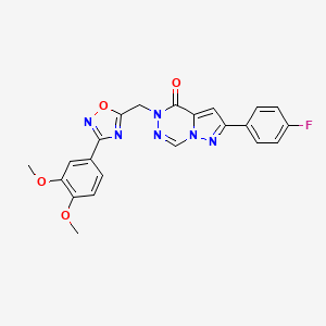 molecular formula C22H17FN6O4 B2416280 1-((3-(3,4-二甲氧基苯基)-1,2,4-恶二唑-5-基)甲基)-8-(4-氟苯基)吡唑并[1,5-d][1,2,4]三嗪酮 CAS No. 1226427-32-2