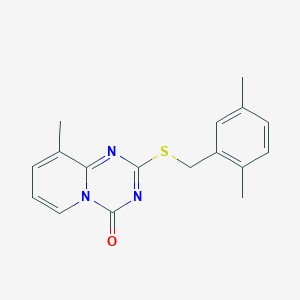 molecular formula C17H17N3OS B2416282 2-[(2,5-Dimethylphenyl)methylsulfanyl]-9-methylpyrido[1,2-a][1,3,5]triazin-4-one CAS No. 896344-61-9