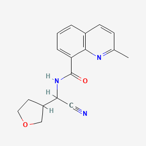molecular formula C17H17N3O2 B2416283 N-[氰基(氧杂环-3-YL)甲基]-2-甲基喹啉-8-甲酰胺 CAS No. 1465324-72-4