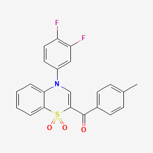 molecular formula C22H15F2NO3S B2416285 (4-(3,4-difluorophenyl)-1,1-dioxido-4H-benzo[b][1,4]thiazin-2-yl)(p-tolyl)methanone CAS No. 1114850-56-4