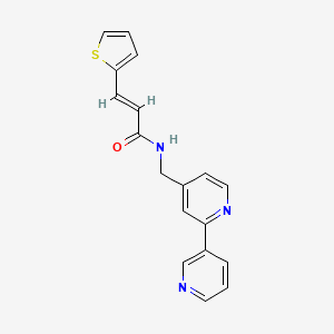 molecular formula C18H15N3OS B2416287 (E)-N-([2,3'-联吡啶]-4-基甲基)-3-(噻吩-2-基)丙烯酰胺 CAS No. 2035007-78-2